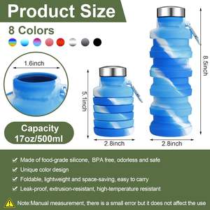 Bouteille d'eau en silicone pliable portable étanche de 500ml sans BPA Sports de plein air - Product Image 2