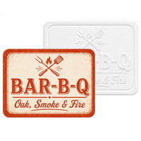 Plaque Métallique Décorative Murale Vintage pour Patio, Motif Barbecue, Effet Fumé Chêne et Rouille, en Étain Embossé, Personnalisable, Fournisseur Direct d'Usine OEM