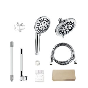 American Style <b>Shower</b> Set With Dual Heads Chrome Plating Spray Massage Rain Function Portable Overhead <b>Shower</b> <b>System</b> - Product Image 1