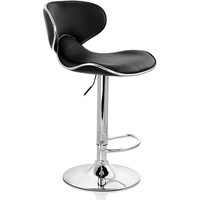 Tabouret de bar moderne en cuir PU avec dossier incurvé en forme de papillon, réglable hydrauliquement, pivotant, avec repose-pieds chromé pour cuisine et café