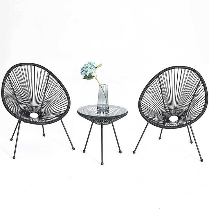 Hot Selling Fashion Design Outdoor Indoor Furniture Garden Patio Artificial Pe Rattan Wicker Balcony Dining Chair and Table Set