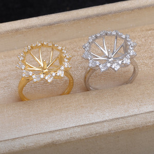 Anillo de Plata Pura S925 con Perla Ajustable, Accesorios de Plata para DIY, Soporte Vacío 13-14, Herramientas y Equipos de Joyería-5688 - Product Image 1