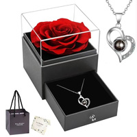 Herzanhänger-Halskette, 100 Sprachen Ich Liebe Dich Projektions-Halskette, Modischer INS-Stil mit Rosen-Geschenkbox für Feiertagsgeschenke