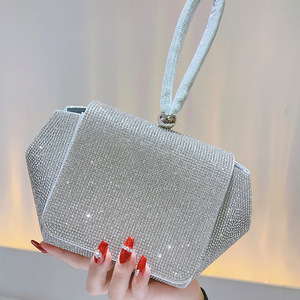Designer Rhinestone Elegant <b>Clutch</b> Bag Purses Big <b>Wedding</b> Evening Crystal Bucket Bag Silver for Woman - Product Image 2