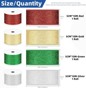 Free Sample Factory Decorative Corduroy Shiny Silver <b>Red</b> Gold Foil <b>Glitter</b> Customizable Satin Ribbon - Product Image 2