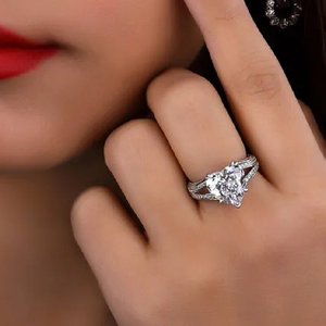 Anello di fidanzamento a doppio strato Sweet Heart per donna, elegante gioiello da dito alla moda - Product Image 4