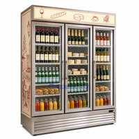 Congélateur vertical à deux portes, vitrine réfrigérée, congélateur profond, refroidisseur de boissons à température unique pour supermarché