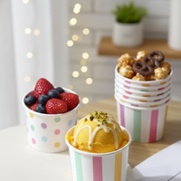 Gobelets à crème glacée jetables personnalisés à paroi simple avec couvercles, biodégradables et recyclables, capacité de 4 oz