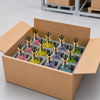 Ensemble diffuseur de parfum FTQS avec fleurs séchées, bouteille en verre, bâtonnets parfumés, bouchon doré, OEM, marque privée, longue durée, cadeau