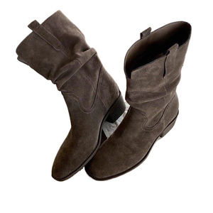 Les nouvelles <span class=keywords><strong>bottes</strong></span> pour femmes personnalisées présentent un style ample mi-mollet, des talons épais uniques et un style décontracté. - Product Image 1