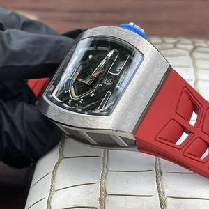 Reloj Automático de Pulsera para Hombre, Multifunción, de Alta Precisión, con Caja de Titanio Pulido y Correa de Goma Roja, Estilo Deportivo - Product Image 2