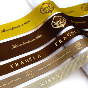 Gordon Ribbons Hot Sale Gold Foil Printing Logo Ribbons Tamanho personalizado 196 Stock Colors Ribbons Impresso Próprio Logotipo - Product Image 3