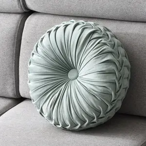Nordic Luxury Solid Color Velvet Pumpkin Wheel Round Futon Cushion Round Pillow Seat Cushion for Lumbar Sofa Couch Living Room