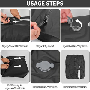 Черный вакуумный компрессионный мешок для хранения, большой, герметичный, на молнии, для путешествий, органайзер для чемодана и гардероба, экономия места, упаковочные мешки, 16 л, нейлон - Product Image 4