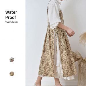 Vintage Floral Big Pockets Home Use Baking Cotton Linen Maxi Skirt Cross Back Women <b>Aprons</b> - Product Image 3