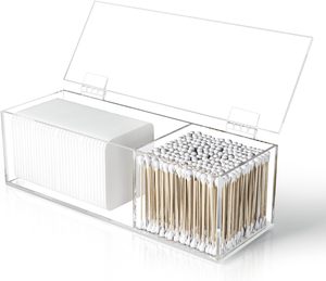 Rõ ràng Acrylic Dispenser hộp lưu trữ sạch da Câu Lạc Bộ vuông bông Pad hình chữ nhật Bông Vòng sạch Swabs chủ kệ trưng bày - Product Image 1