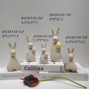 Mùa Xuân phục sinh Thỏ thỏ giữ Trứng phục sinh Thỏ Gốm đồ trang trí bức tượng