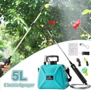 Pulverizador elétrico de pesticidas tipo ombro, alimentado por bateria, bico rotativo, spray para jardim, ferramenta de irrigação elétrica, 5L/2000mAh