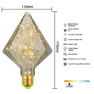 Lámpara de Alambre de Cobre con Bombilla Edison, Luces Decorativas de Navidad LED que Funcionan con Pilas, Iluminación de Cristal - Product Image 4