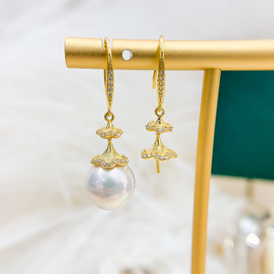 Accessoires en argent S925 pour la création de bijoux, perles rondes de 10 à 15 mm, 21416, boucles d'oreilles pendantes avec support vide, boucles d'oreilles dissimulées, accessoire de mode - Product Image 1