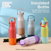Bouteille d'eau isotherme en acier inoxydable à double paroi, anti-fuite, 650 ml, avec poignée détachable pour sac à dos de randonnée, OEM
