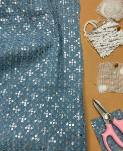 アフィニティ 高級刺繍フレンチデニムスパンコールレース生地（アパレル、コート、パンツ用） - Product Image 6