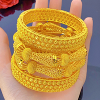 Ensemble de bracelets en filigrane plaqué or 24 carats, bracelets articulés ajourés, bijoux ethniques de mariée pour mariage, banquet, fête, cadeau de vacances