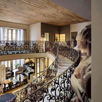 Main courante d'escalier de balcon en fer forgé de style français pour intérieur, résistante à la rouille, installation facile