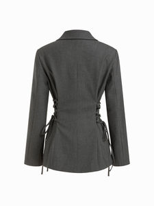 Blazer de bureau en laine tricoté sur mesure pour femme, à simple boutonnage, avec broderie à la main, pour costumes féminins - Product Image 6