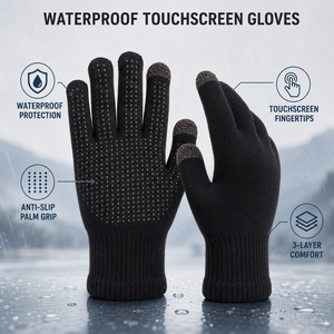 ขายส่ง ถุงมือกันน้ำ 3 ชั้น หน้าจอสัมผัสได้ กันลื่น ทนทาน อเนกประสงค์ อุ่น ระบายอากาศได้ดี สำหรับเล่นกีฬากลางแจ้ง ฤดูหนาว เล่นสกี ปั่นจักรยาน - Product Image 3