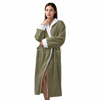 Peignoir de couple unisexe à col châle, double face, naturel et respirant, longueur mi-mollet, idéal pour les voyages et les boutiques