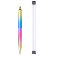 Logo personnalisé Double tête poignée en métal stylo de Gel pour ongles, crayons de pointage Nail Art Picker Pen outil de manucure