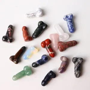 Großhandel Heils tein verschiedene Materialien Mini Männer Penis Kristall Carving Dildos tift als Geschenk