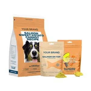 Custom Kat Hond Pet Food Verpakking Plastic Platte Bodem Zakken Voor Kat Hondenvoer 500G 1Kg 2.5Kg 10Kg 15Kg 20Kg Verpakking Zakken