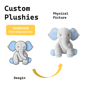 Peluche d'animal personnalisée |   Peluche Éléphant Gris Doux pour Enfants, Cadeau de Crèche, Service OEM/ODM, Certifiée EN71/ASTM - Product Image 1