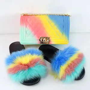 Neueste Hot Product Indoor Slipper Slide Sandale Mode Handtaschen Sets Pvc Handtaschen Jelly Bag und Hausschuhe