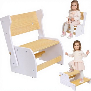 Taburete <span class=keywords><strong>de</strong></span> Madera para Niños Pequeños, Ajustable en Altura, <span class=keywords><strong>de</strong></span> 2 Peldaños, Diseño Multifuncional <span class=keywords><strong>de</strong></span> Elefante con Asas para Baño, Cocina y Dormitorio - Product Image 1
