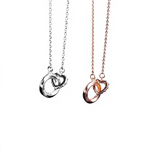 PL844 925 Silver Rhodium Plated Geometric Round Necklace Pendant Engagement Wedding Anniversary Statement Jewelry for Women