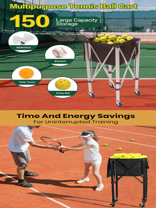 Oem Lichtgewicht Tennisbal Pickleball Hopper Basket Sport Aluminium Opvouwbare Tennisbalkar - Product Image 4