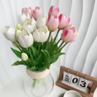 Bouquet de fleurs artificielles en PVC de haute qualité, imperméables, au toucher réel, tulipes roses et rouges pour salon, Halloween, fête des mères