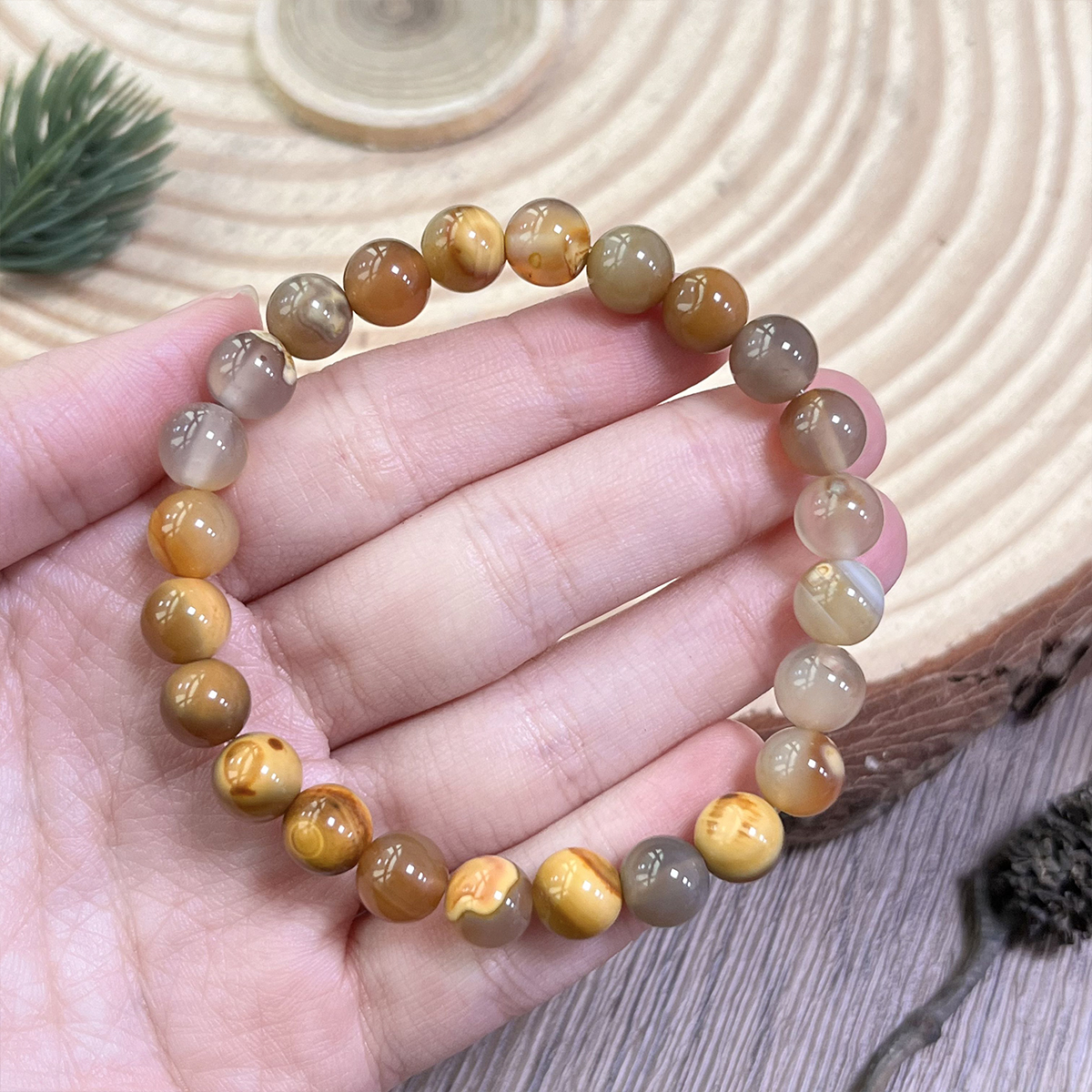 Bracelet en agate peau de tigre naturelle de 8 mm