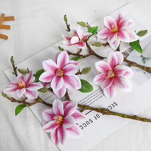 Bonsái de Magnolia Artificial Lichao, Flor de Seda Suave de PVC Hecha a Mano, Decoración para Bodas y Hogar, Planta Decorativa Impresa en 3D - Product Image 3