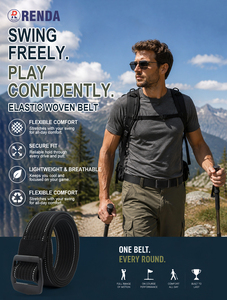 Cinto Masculino Ajustável de Nylon com Fivela de Liga D, Durável e Respirável, para Uso Externo, Caminhada, Tático, Casual, Jeans e Lona - Product Image 2