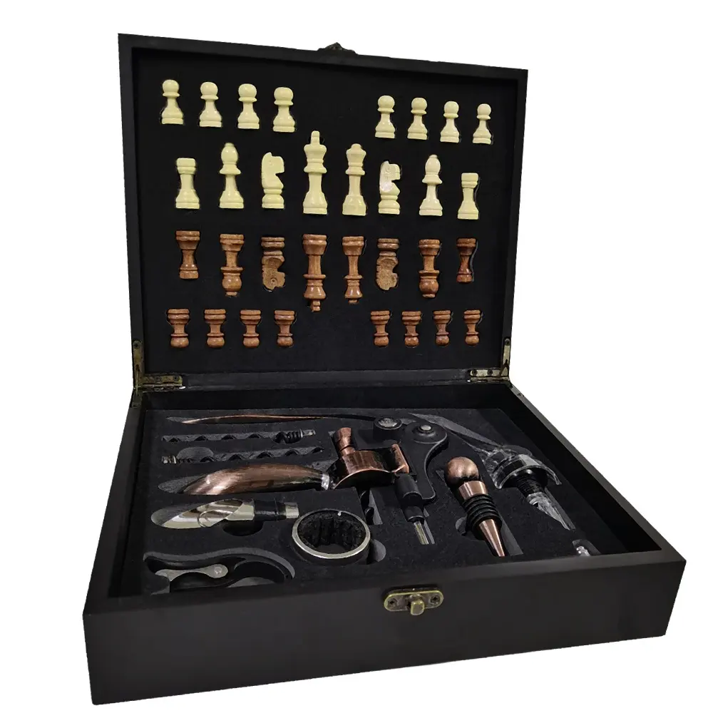 High quality box set wine bottle opener professional bottle opening tools luxury chess game gift