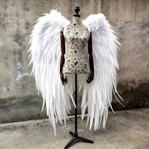 Grande branco moda Victoria Secret T Show fada pena asa adulto asas de anjo natal Halloween cosplay fantasia decorações de pano