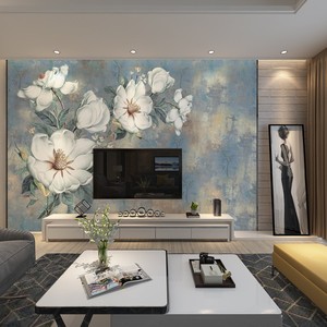 Papier peint de fond 3D Nordic Tv Papier peint pastoral Canapé Chambre murale Salon Fleur Film et Télévision Revêtement <span class=keywords><strong>mural</strong></span> - Product Image 4