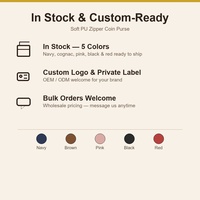 Dompet Koin PU Ber-resleting Unisex Mini Wallet Clutch Kulit Lembut Ultra-Tipis Minimalis Tempat Kunci dan Kartu OEM