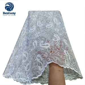 Tissu en dentelle à paillettes Bestway, dentelle orange brûlé pour robe de soirée - Product Image 3