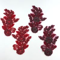 Corset en cristal de verre perlé en dentelle brodée 3D fait à la main robe manteau Applique Patch fleur coeur pour chapeau vente en gros