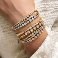 Gemnel Luxe Diamant Tennis Bracelet Vintage Plus de 925 Argent Étincelant Pierres Déclaration Bijoux
